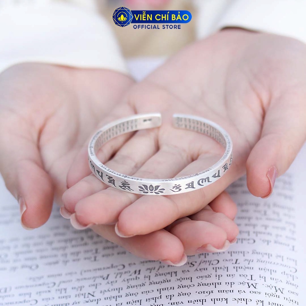 Kiềng tay bạc nữ Liên Hoa Lục tự đại minh chú chất liệu bạc Thái thời trang phụ kiện trang sức nữ Viễn Chí Bảo L000004