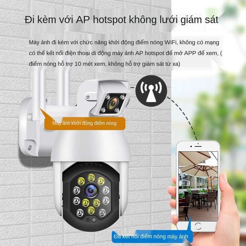 Camera ngoài trời Giám sát HD Cơ thể con người Theo dõi xoay tự động Trang chủ Từ xa Điện thoại di 360 độ Wi-Fi khôn