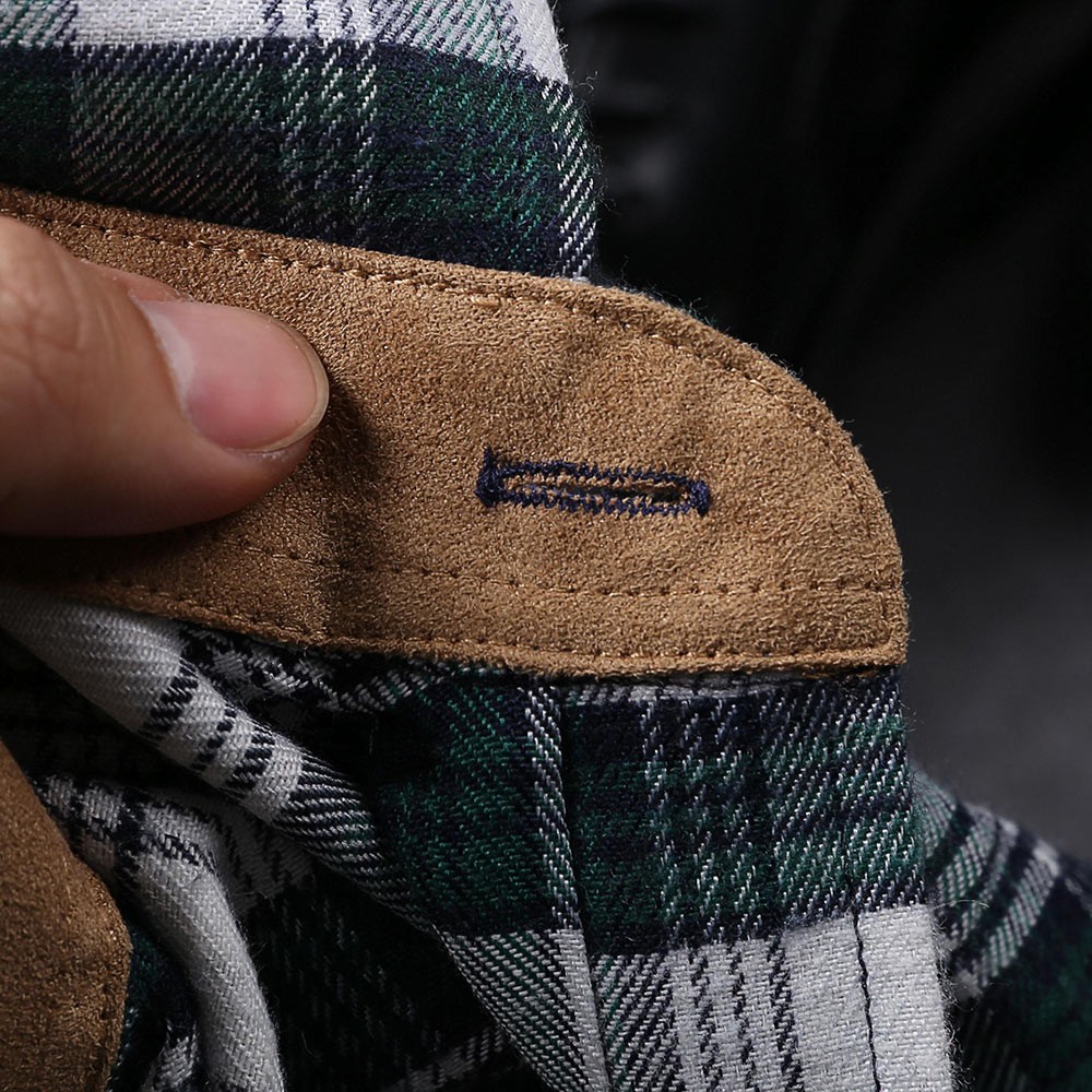 Áo Sơ Mi Nam Kẻ Caro POLIDO Phối Túi Da Ngực Màu Xanh Navy Chất Dạ Chống Xù | BigBuy360 - bigbuy360.vn