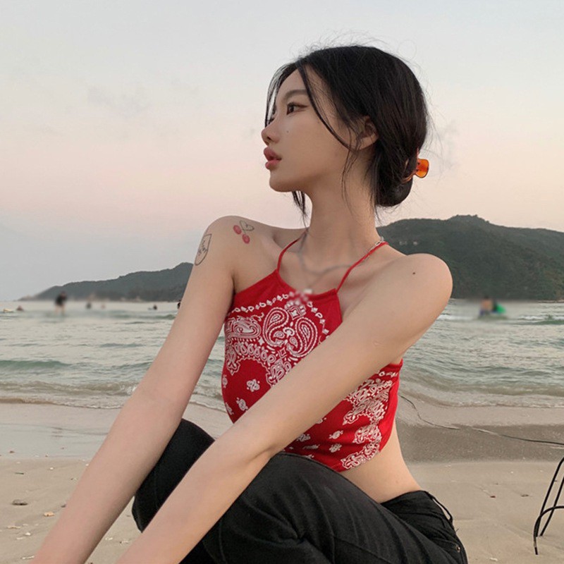 Áo Ống In Họa Tiết Phong Cách Hàn Quốc Cổ Điển Thời Trang Mùa Hè Cho Nữ