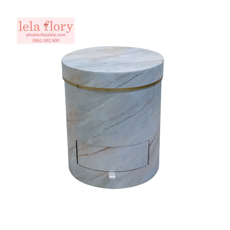 Hộp trụ ngăn kéo vân đá cắm hoa, đựng quà - THH0043