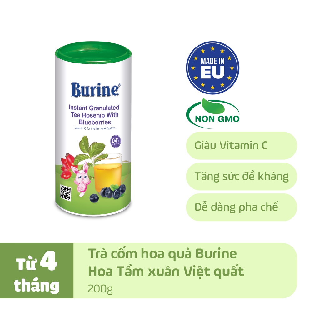 Trà cốm hoa quả HiPP Burine bổ sung Vitamin C, dành cho bé ăn dặm từ 4 tháng tuổi,,,,,