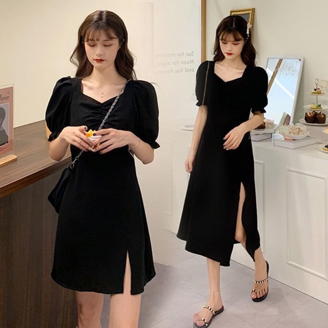 Váy bánh bèo xẻ tà