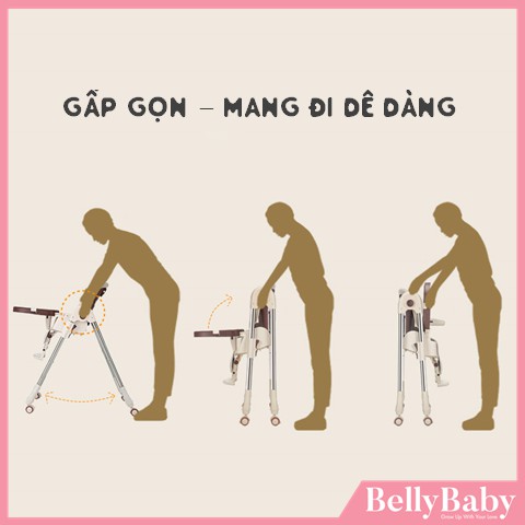 Ghế Ăn Dặm Cao Cấp Trang Bị Bánh Xe, Điều Chỉnh Tư Thế Đa Dạng BellyBaby Lux01