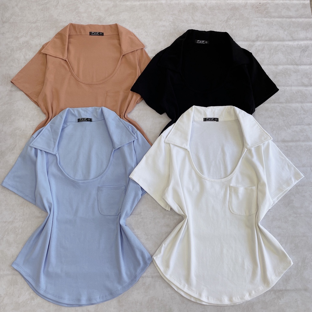 Áo Thun Có Cổ Bigsize Cổ U Chất Liệu Vải Thun Borib Thái Mã A43