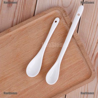 Muỗng Cà Phê Cán Dài Bằng Sứ Màu Trắng