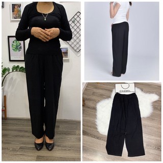 Quần lanh dài nữ màu đen cho các mẹ chất lanh tole siêu mát mùa hè