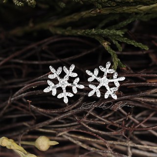 Khuyên Tai Bạc Nữ Đính Đá Bông Tuyết S003-Trang Sức Bạc ButterBear Jewellery.