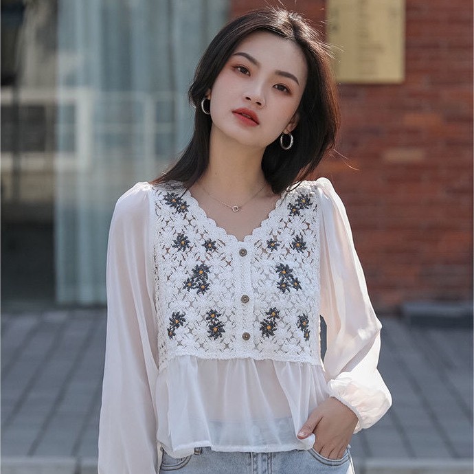 Áo Nữ Tay Dài Phối Ren Thời Trang Quyến Rũ | BigBuy360 - bigbuy360.vn