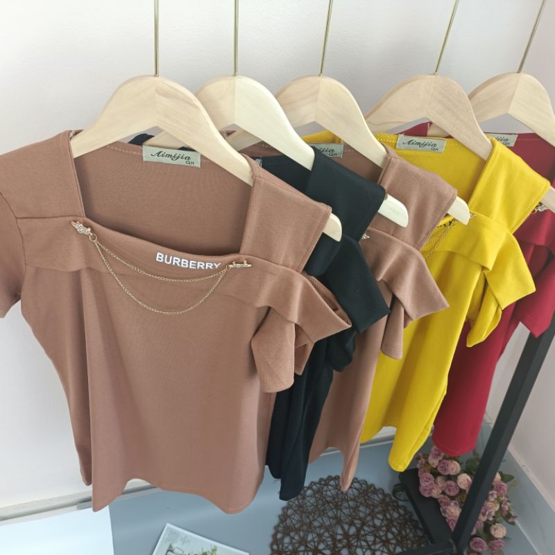 Áo thun Nữ Kiểu hở vai Ôm Body - Áo Kiểu Nữ ngắn Tay TRỄ VAI  Chất zip Siêu đẹpAT61 - phamtrangredep shop