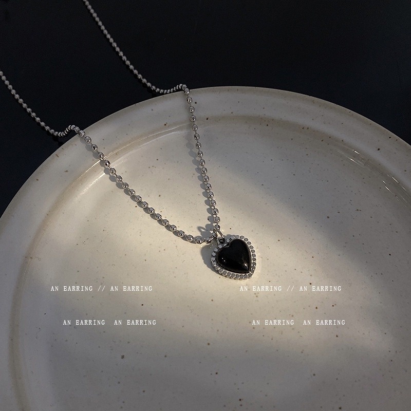 Dây Chuyền Xi Bạc Mặt Trái Tim Phong Cách Cổ Điển Hàn Quốc Cho Nữ