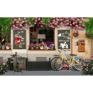 Tranh 3D trang trí quán ăn vặt,  trà sữa KT 1.25m*0.8m có keo sẵn