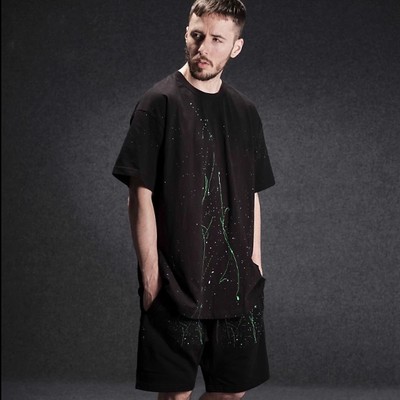 FEAR OF GOD FOG Duplex ESSENTIALS splash ink letter graffiti loose high street trend short-sleeved T-shirt