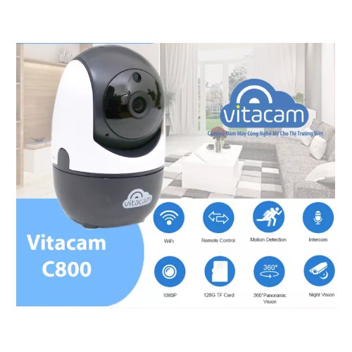 Camera IP Wifi Vitacam C800 2.0MP FullHD 1080P hồng ngoại ban đêm - đàm thoại 2 chiều (Trắng) - Nhất Tín Computer