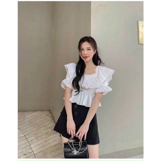 SET ÁO PEPLUM TẦNG+CHÂN VÁY ĐẮP NÚT
