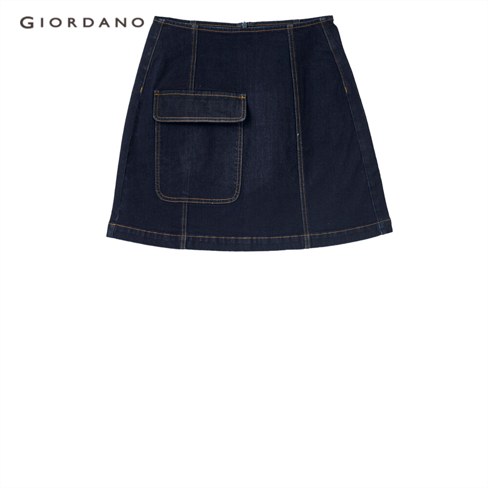 GIORDANO WOMEN Single flap pocket denim skirt 18461602