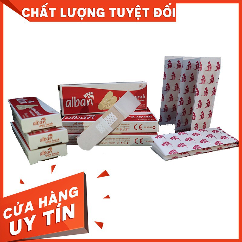 Bộ 10 hộp x 100 Miếng Băng Y tế cá nhân Alban 🔆 Hộp nhỏ tiện lợi 🔆 Băng vết thương, lành nhanh chóng