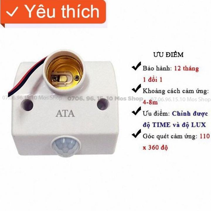 [Bh 1 đổi 1 ] Đuôi đèn cảm ứng chuyển động ATA- Mos Shop
