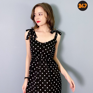 [FREESHIP] Váy Chấm Bi Hai Dây Nơ Vai