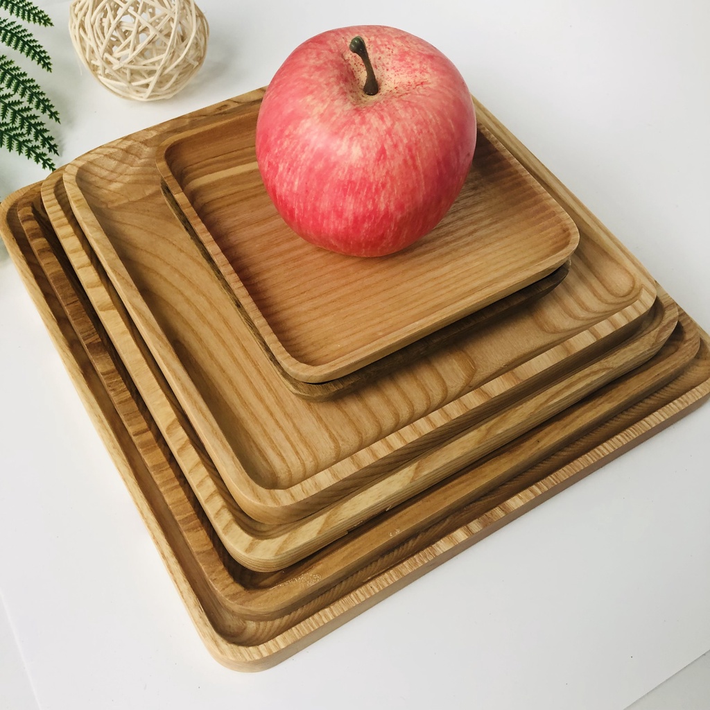 Khay, Đĩa Vuông Gỗ Tần Bì, Gỗ Keo Trang Trí Chụp Ảnh Đựng Đồ Ăn, Phục Vụ Quán Cà Phê , Decor Bàn Ăn Của Vitrapro