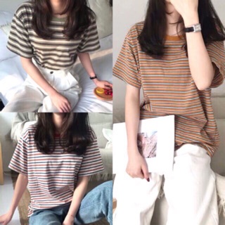 Áo Phông Kẻ Màu Vintage