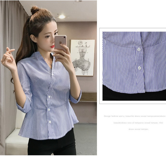 Áo Thun Nữ Ngắn Tay Kẻ Sọc Thời Trang Hàn Quốc Cỡ S-2XL