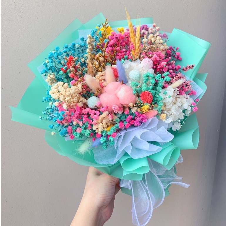 Set Hộp quà tặng bó hoa baby mix màu đa dạng mẫu hoa khô phong cách mới