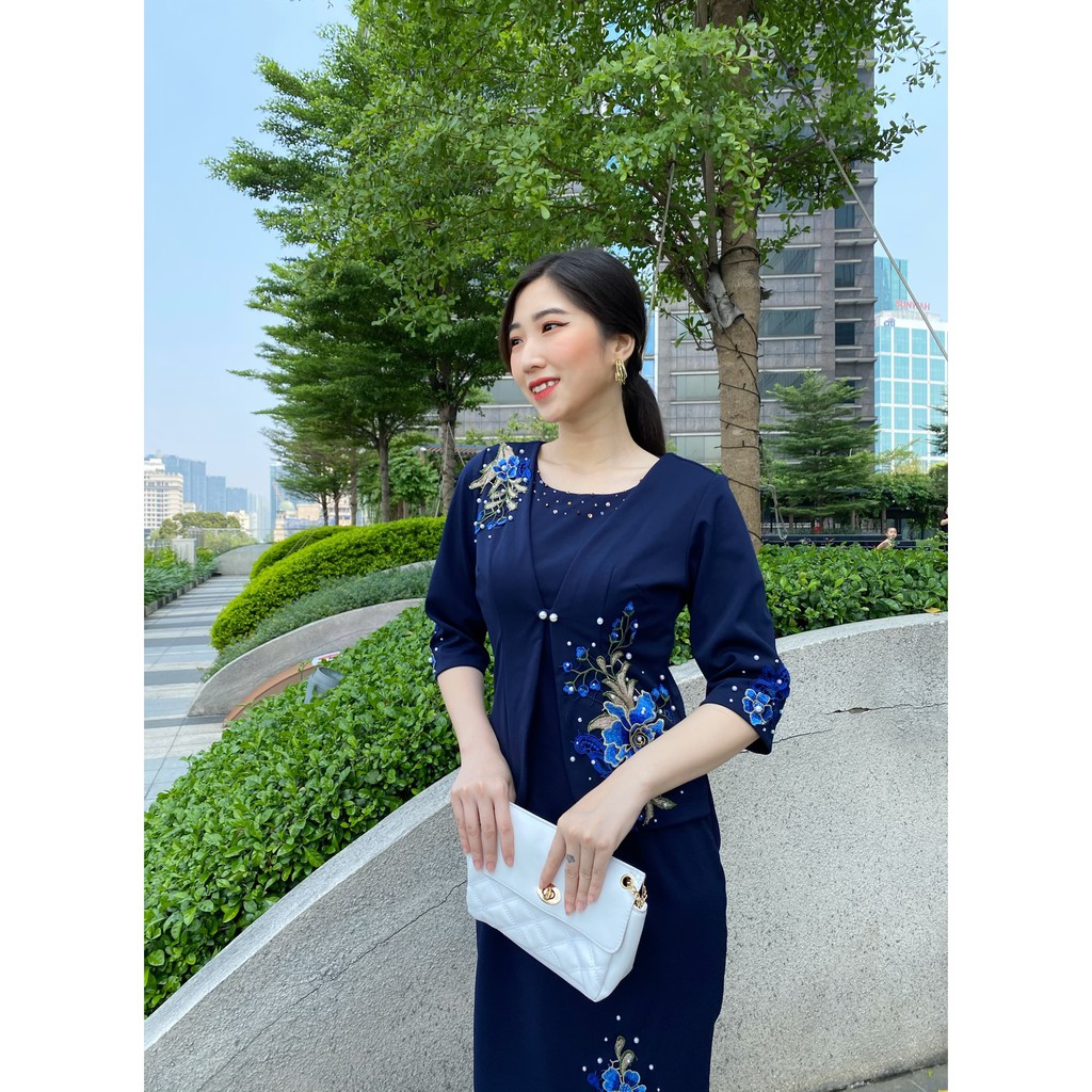 đầm giả vest trung niên thiết kế sang trọng