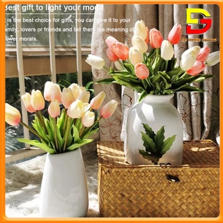 Combo 10 Cành Hoa TuLip Lá Xoăn Loại 1 Siêu Đẹp Hoa Giả Trang Trí Nhà Cửa DG-78