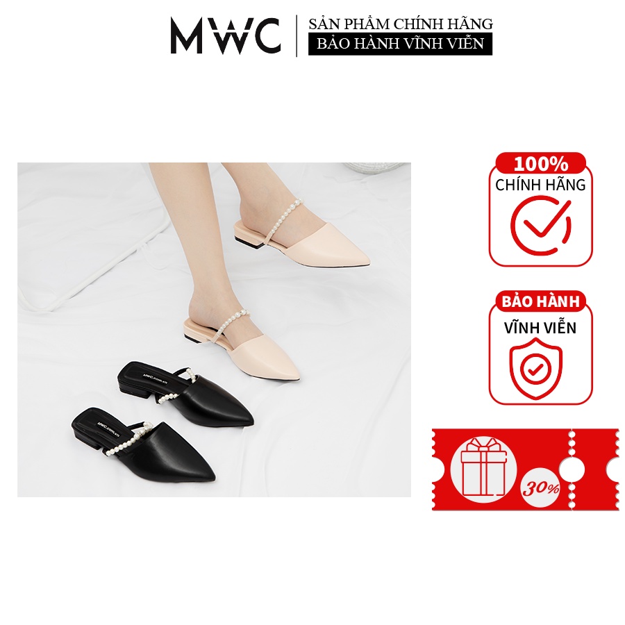 Sục Nữ MWC Đế Bệt Quai Ngang Đính Hạt Siêu Sang NUDE- 3346