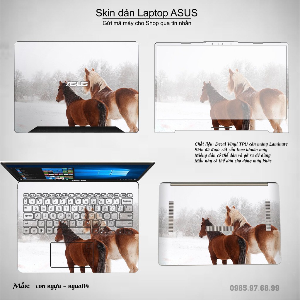 Skin dán Laptop Asus in hình Con ngựa (inbox mã máy cho Shop)