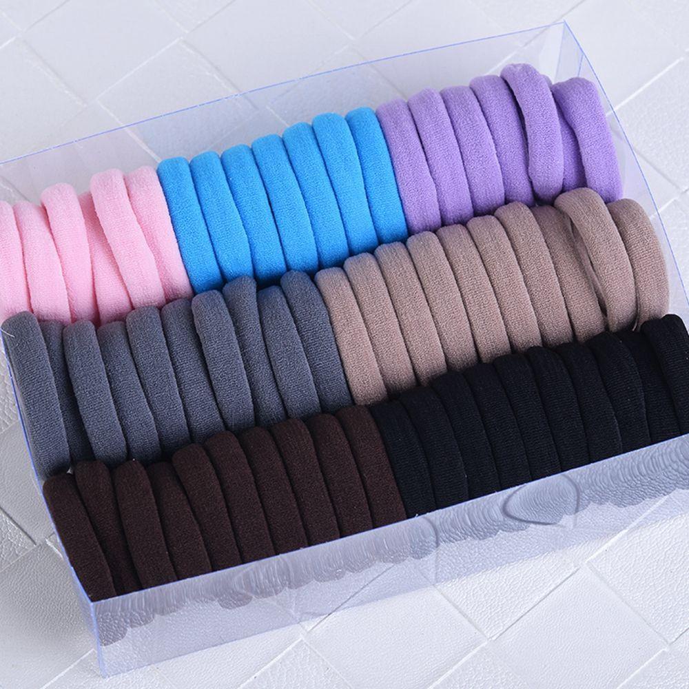 Set 40 / 60 Dây Cột Tóc Co Giãn Nhiều Màu Sắc Thời Trang Cho Nữ