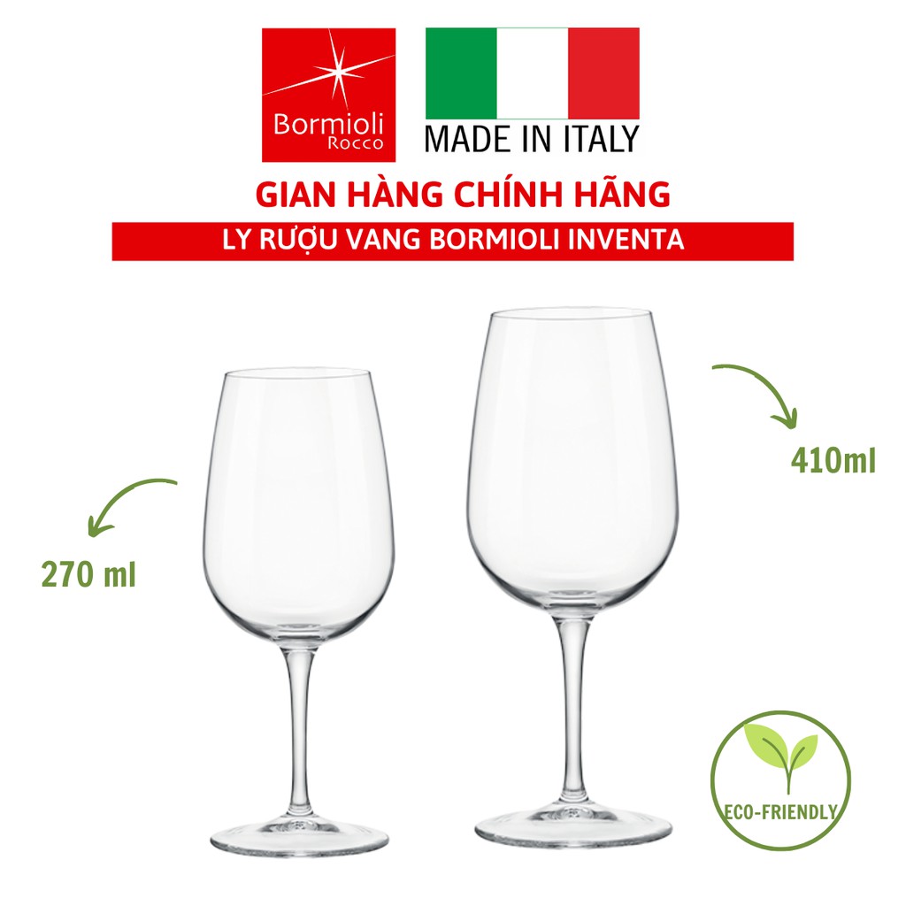 [SX tại Ý] Ly rượu vang đỏ, trắng thủy tinh cao cấp Ý Bormioli Inventa - Hàng chính hãng (ảnh thật)