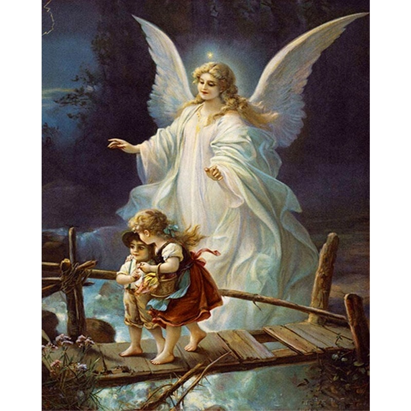 Bộ Dụng Cụ Làm Tranh Đính Đá Họa Tiết Thiên Thần Độc Đáo Kích Thước 30x40cm DIY Dùng Trang Trí Nhà Cửa