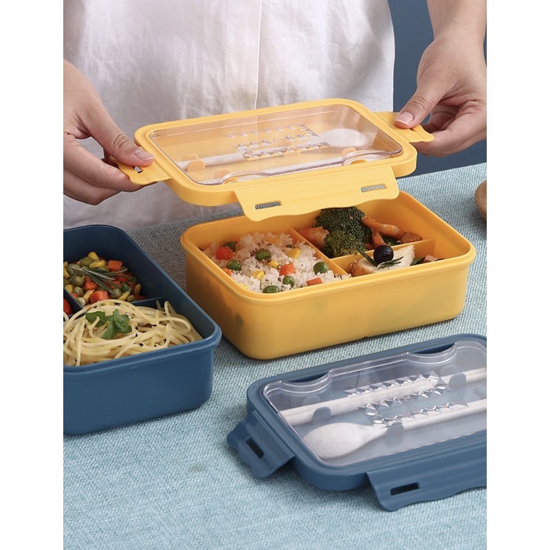 HỘP CƠM 3 NGĂN KÈM MUỖNG ĐŨA LÚA MÌ - HÀNG LOẠI 1 | BigBuy360 - bigbuy360.vn