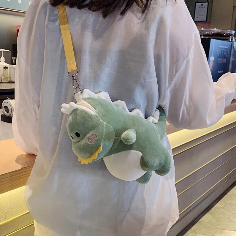 Túi đeo chéo hình thú bông khủng long siêu đáng yêu