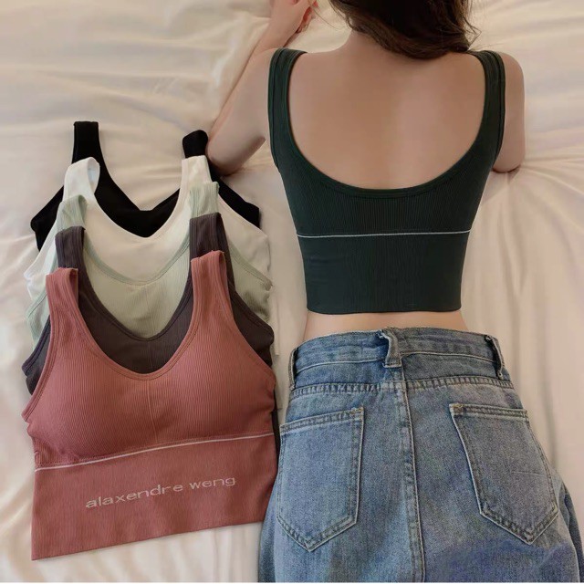 Áo bra gym yoga thể thao dáng croptop mềm mịn thoáng mát AXW