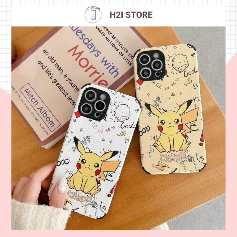 Ốp lưng iphone giả da chống sốc in hình pikachu 6/6s/6plus/6splus/7/8/7plus/8plus/x/xs/xsmax/11/11promax/.. - h2i store