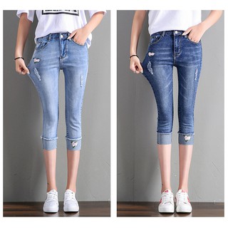 Quần jean lửng thêu hoa LS_QL008