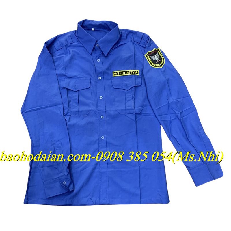 Áo bảo vệ tay dài kèm 2 logo chất vải kate Mỹ màu xanh đậm thoáng mát