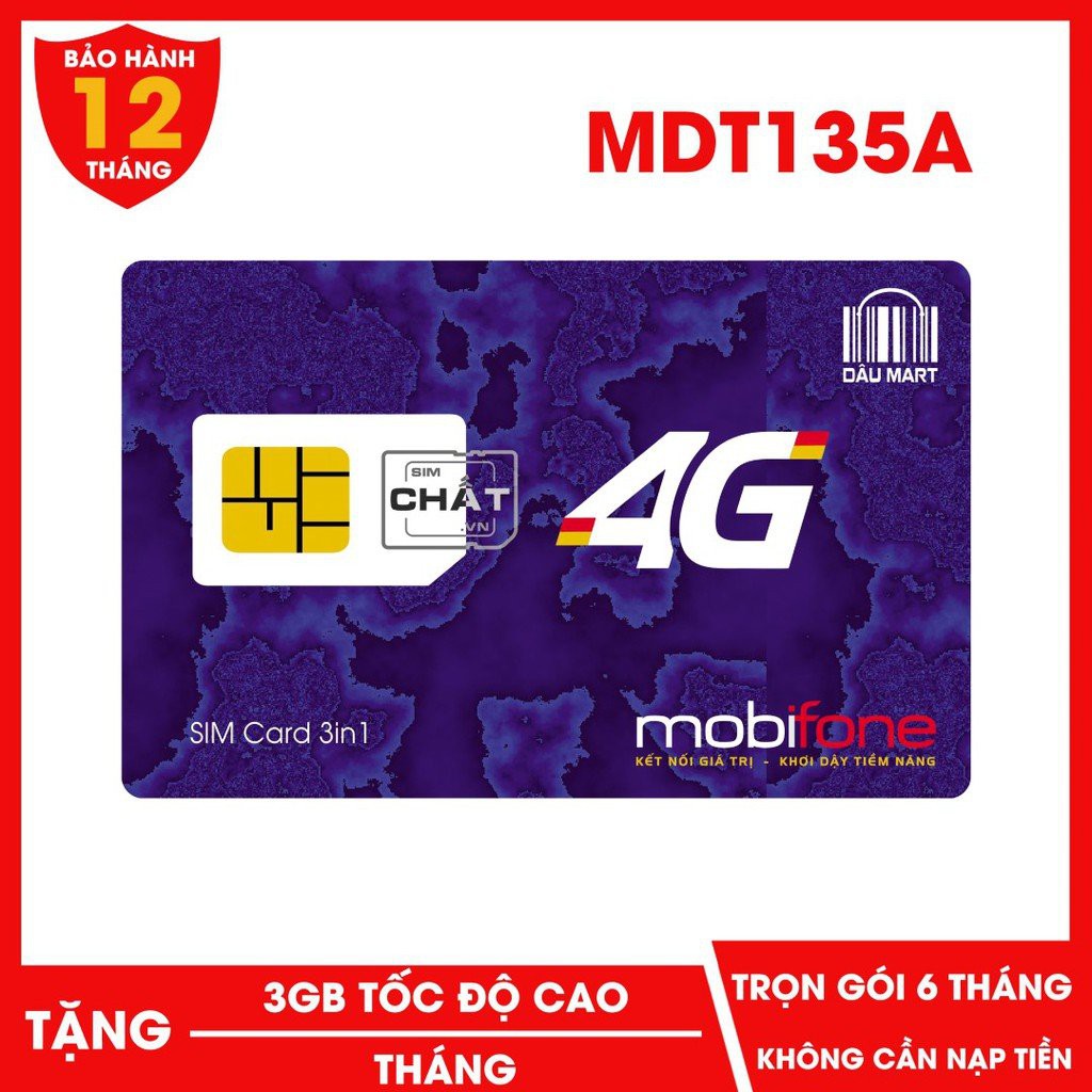 Sim 4G Mobi - MIỄN PHÍ TRỌN GÓI 12 tháng không nạp tiền - MDT250A 4Gb/tháng Sim Mới Kích Hoạt