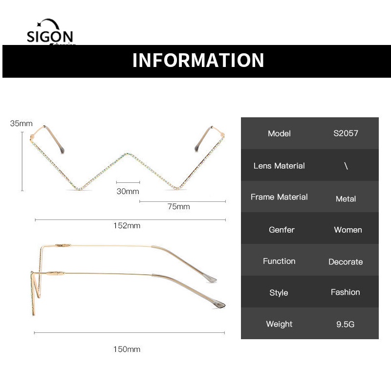 Mắt Kính Không Tròng Đính Đá Thời Trang Sành Điệu Cho Nữ