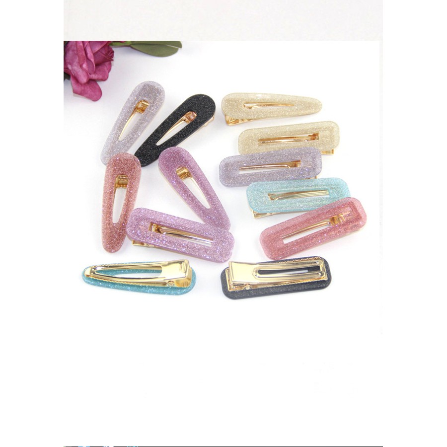 Sét 1-2 kẹp tóc KAH57 chữ nhật kim tuyến