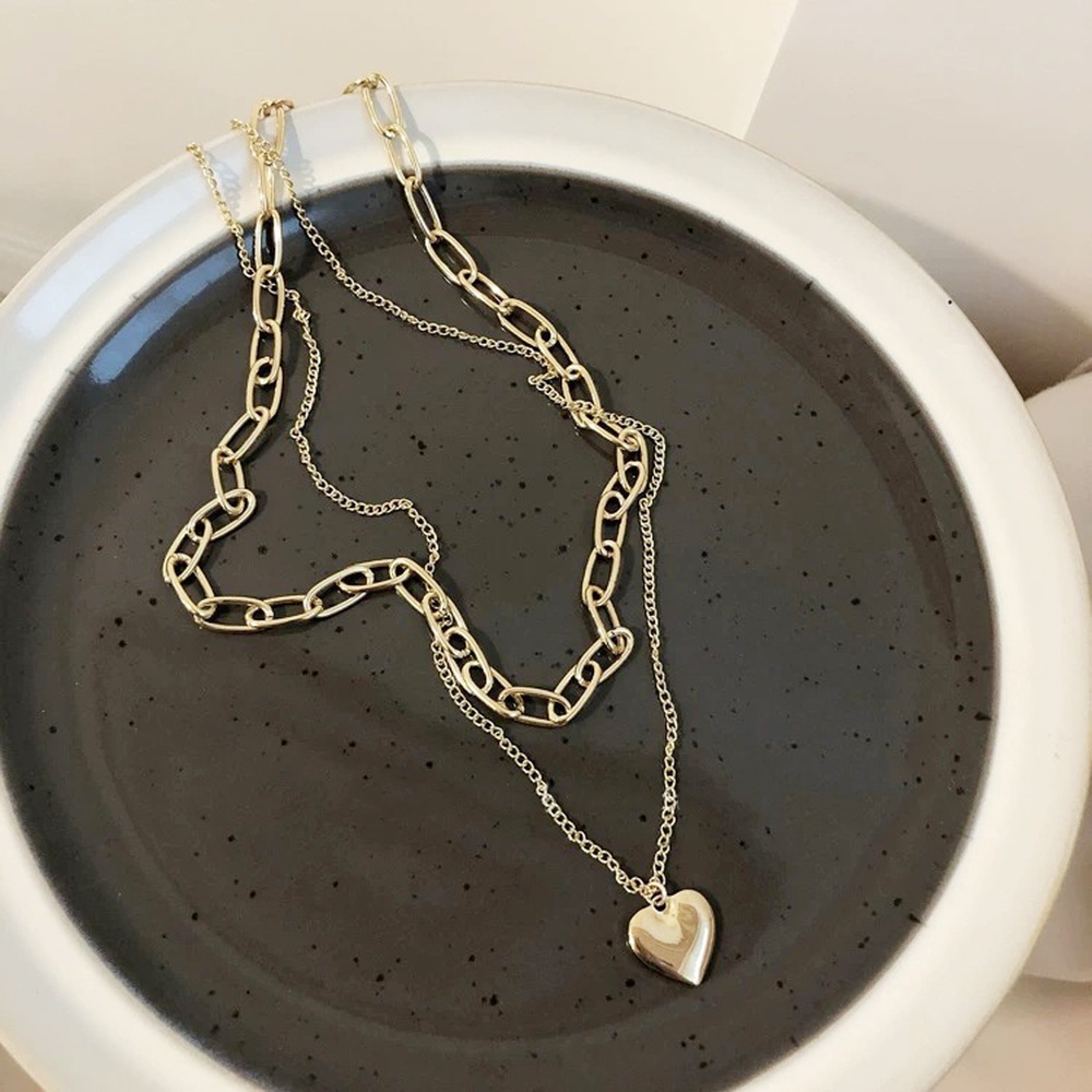 Dây chuyền hai lớp mặt hình trái tim cá tính sành điệu cho nữ