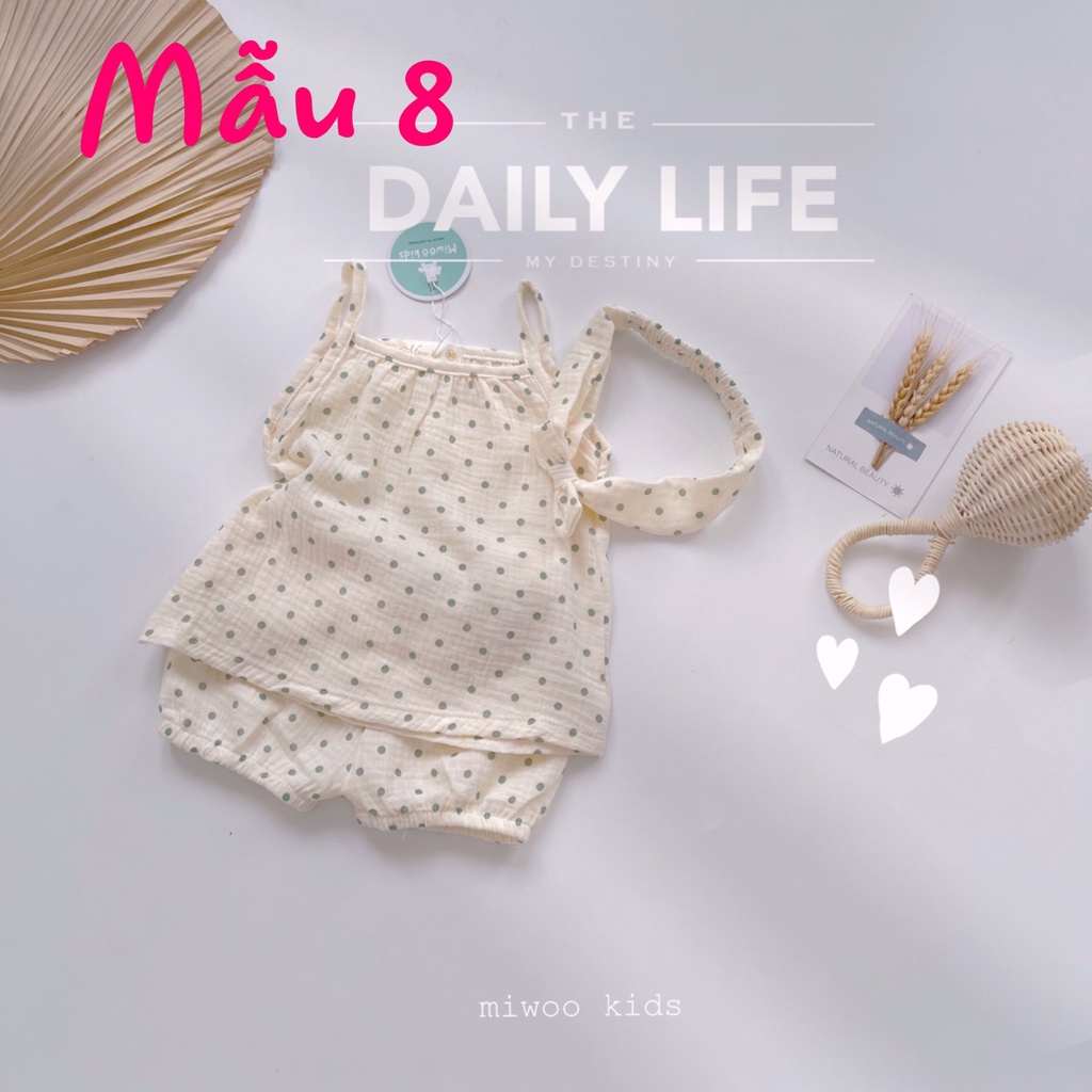 Đồ bộ 2 dây chất musline cao cấp cho bé gái / Đồ bộ 2 dây bé gái