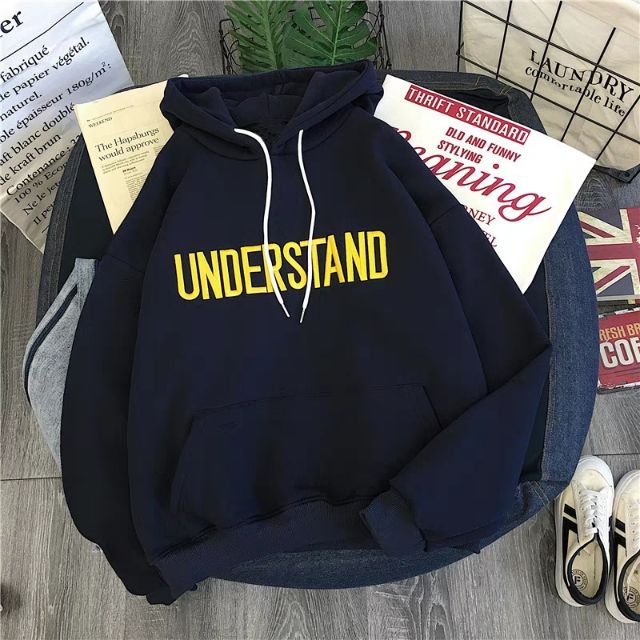 Áo hoddie nữ phối chữ understand ( sẵn đen, xanh size xl < 57kg) | BigBuy360 - bigbuy360.vn