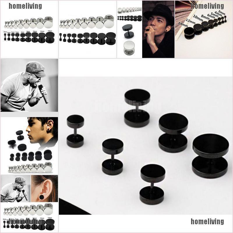 Set 1 / 2 Đôi Khuyên Tai Hình Quả Tạ Bằng Thép Không Gỉ Phong Cách Gothic Punk Dành Cho Nam