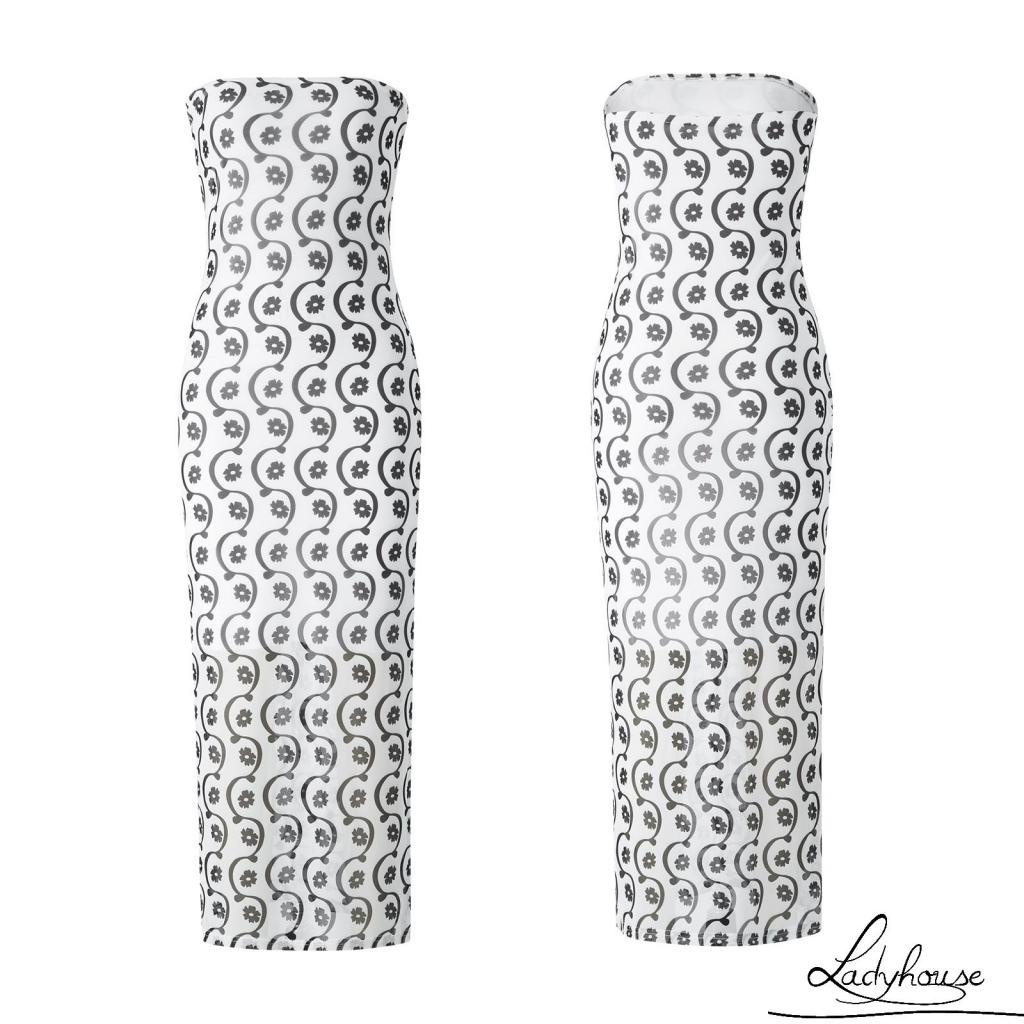 Đầm Dài Không Tay Hở Vai In Họa Tiết Hoa Đơn Giản Dành Cho Nữ