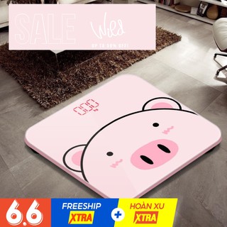 Cân Điện Tử, Cân Sức Khỏe Hình Heo Hồng, Sạc Pin Xinh Xắn, Trọng Lượng Tối Đa 200Kg, Bảo Hành 12 Tháng .