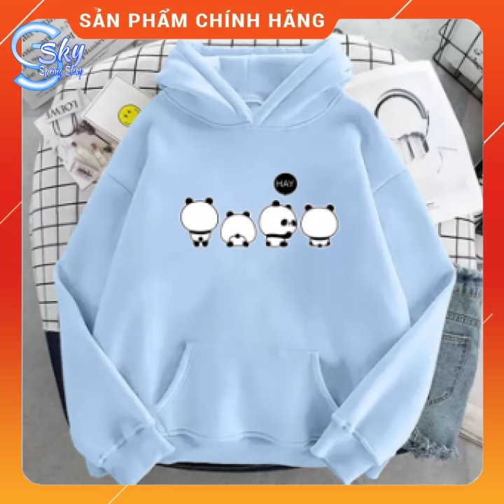 ÁO HOODIE UNISEX NAM NỮ  FORM RỘNG, CHẤT NỈ BÔNG CAO CẤP in 4 chú gấu trúc